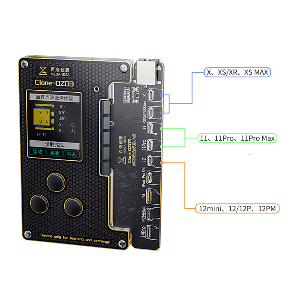 MEGA-IDEA Clone DZ03 No Disassembly Dot Matrix Repair Programmer for iPhone X-12 Mini Face ID Flex Cable Test Read Write MEGA-IDEA Clone DZ03 No Disassembly Dot Matrix Repair Programmer for iPhone X-12 Mini Face ID Flex Cable Test Read Write